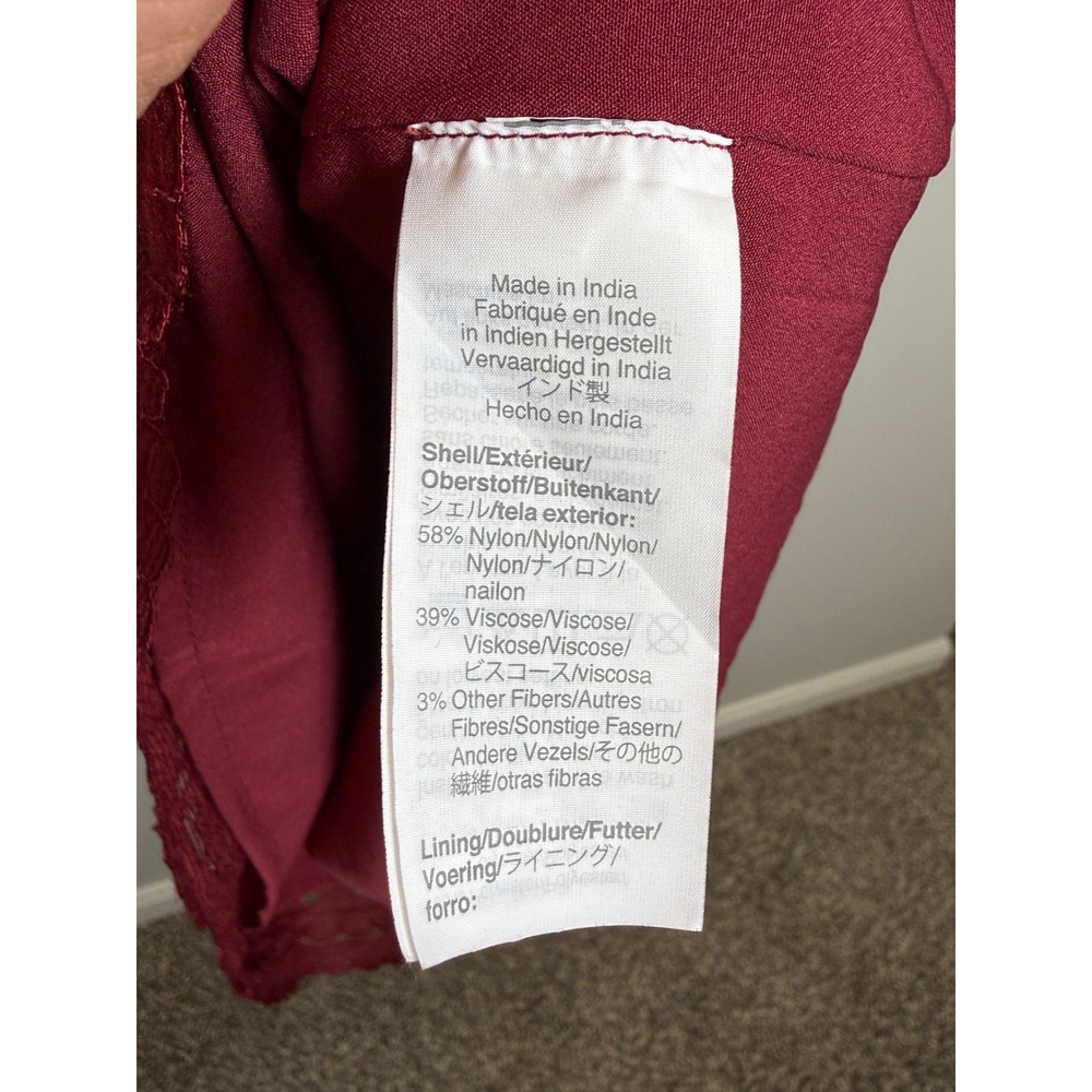 J. Crew‎ Factory 2 Lace Overlay Shift Dress Burgundy Red Romantic Church Modest - Picture 10 of 12